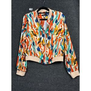 Good Times U.S.A Artsy Jacket Womens Size XL Multicolor Geometric Full Zip NEW